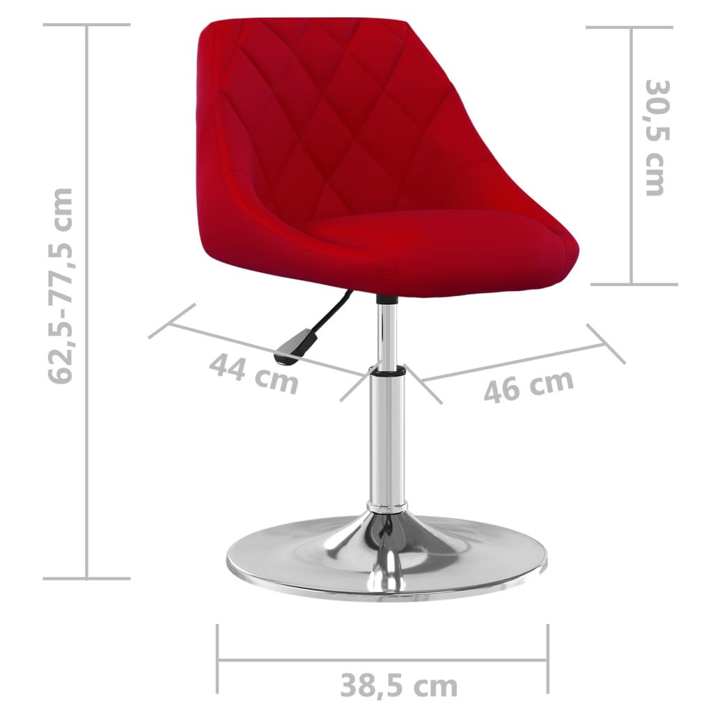 Sillas de comedor giratorias 2 unidades terciopelo rojo tinto vidaXL