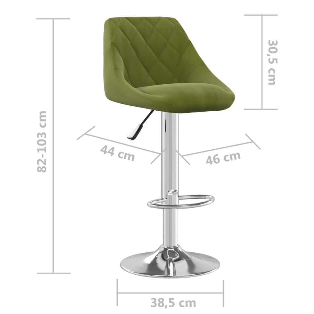 Taburete de cocina 2 unidades de terciopelo verde claro vidaXL