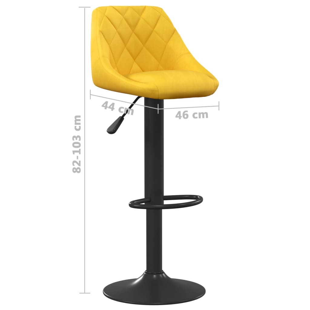 Taburete de cocina de terciopelo amarillo mostaza vidaXL