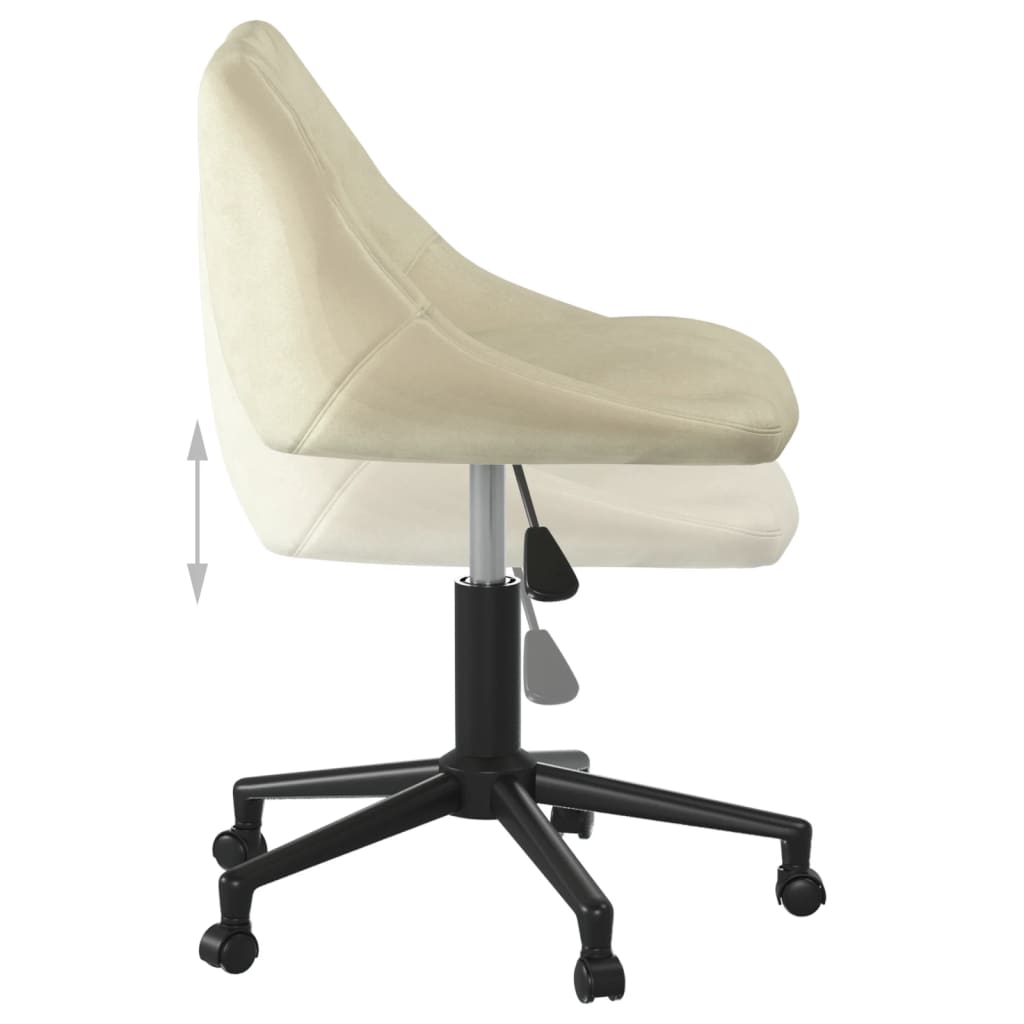 Silla de oficina giratoria de terciopelo crema vidaXL