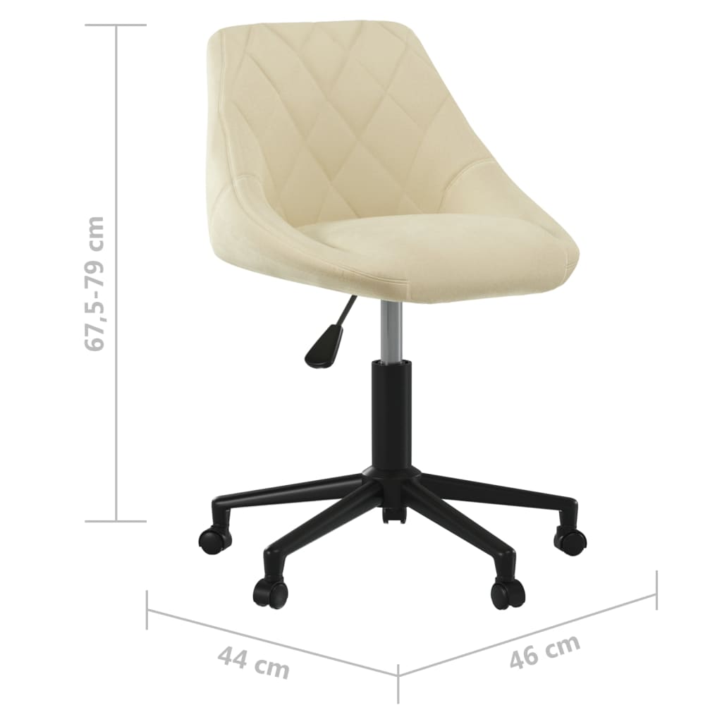 Silla de oficina giratoria de terciopelo crema vidaXL