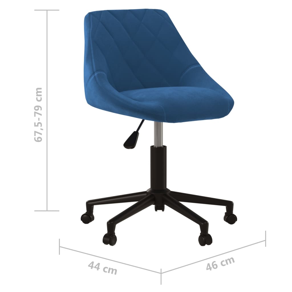 Silla de oficina giratoria de terciopelo azul vidaXL