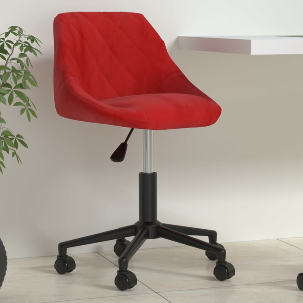 Vetonek Silla de oficina giratoria de terciopelo rojo tinto