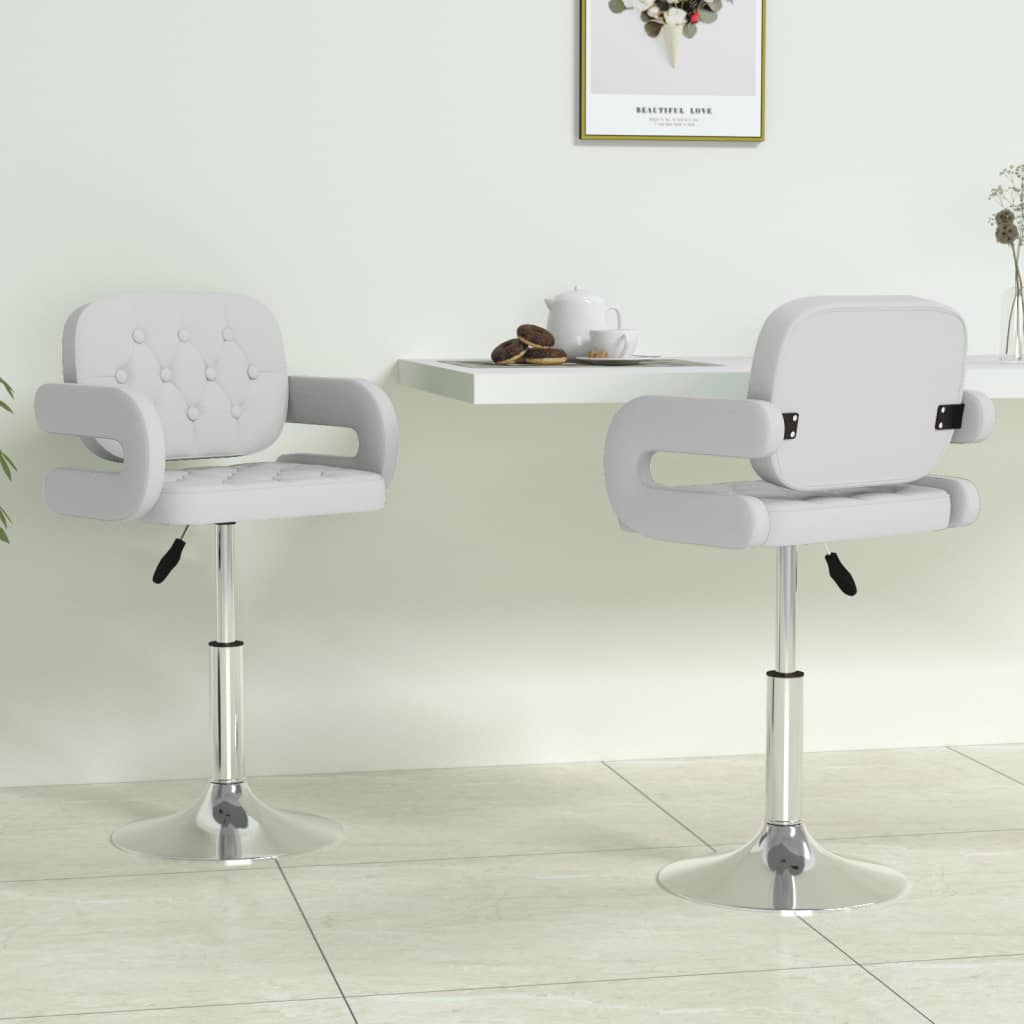 Vetonek Sillas de comedor giratorias 2 unidades cuero sintético blanco