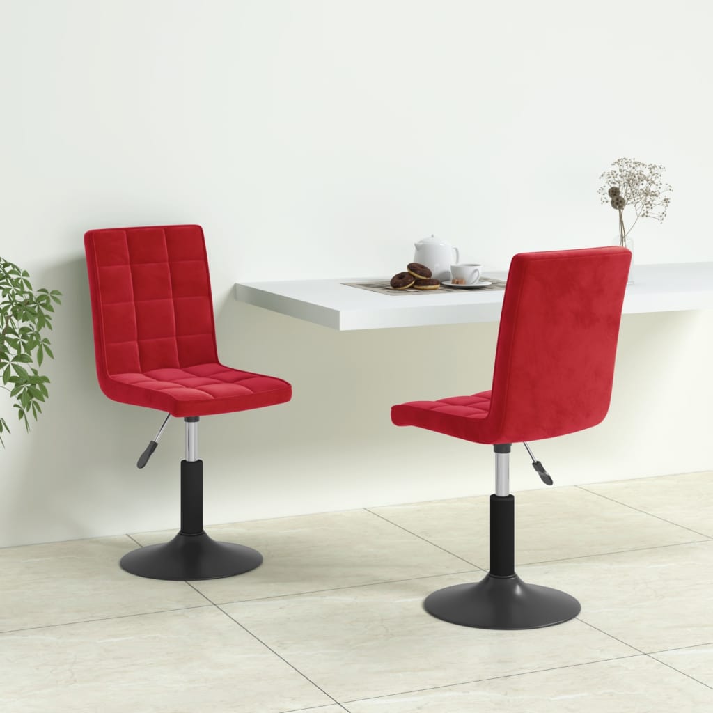 Vetonek Sillas de comedor giratorias 2 uds terciopelo rojo vino tinto