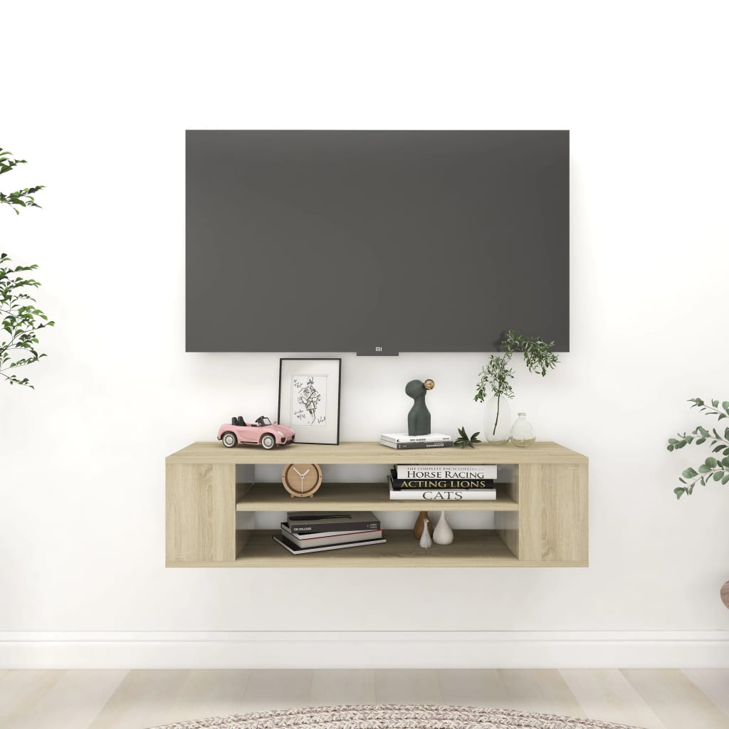 Vetonek Mueble de TV colgante contrachapada roble Sonoma 100x30x26,5 cm