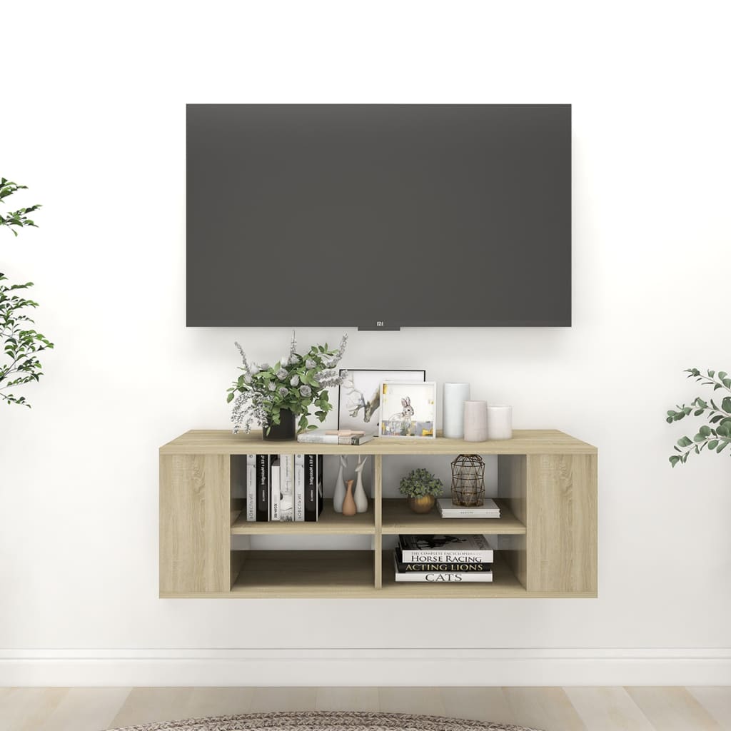 Vetonek Mueble pared TV madera contrachapada roble Sonoma 102x35x35 cm