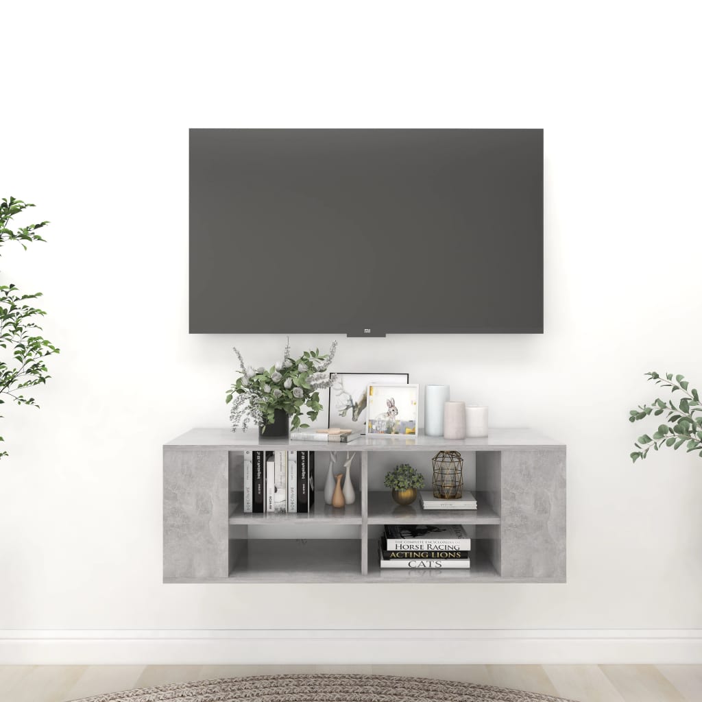 Vetonek Mueble pared TV madera contrachapada gris hormigón 102x35x35 cm