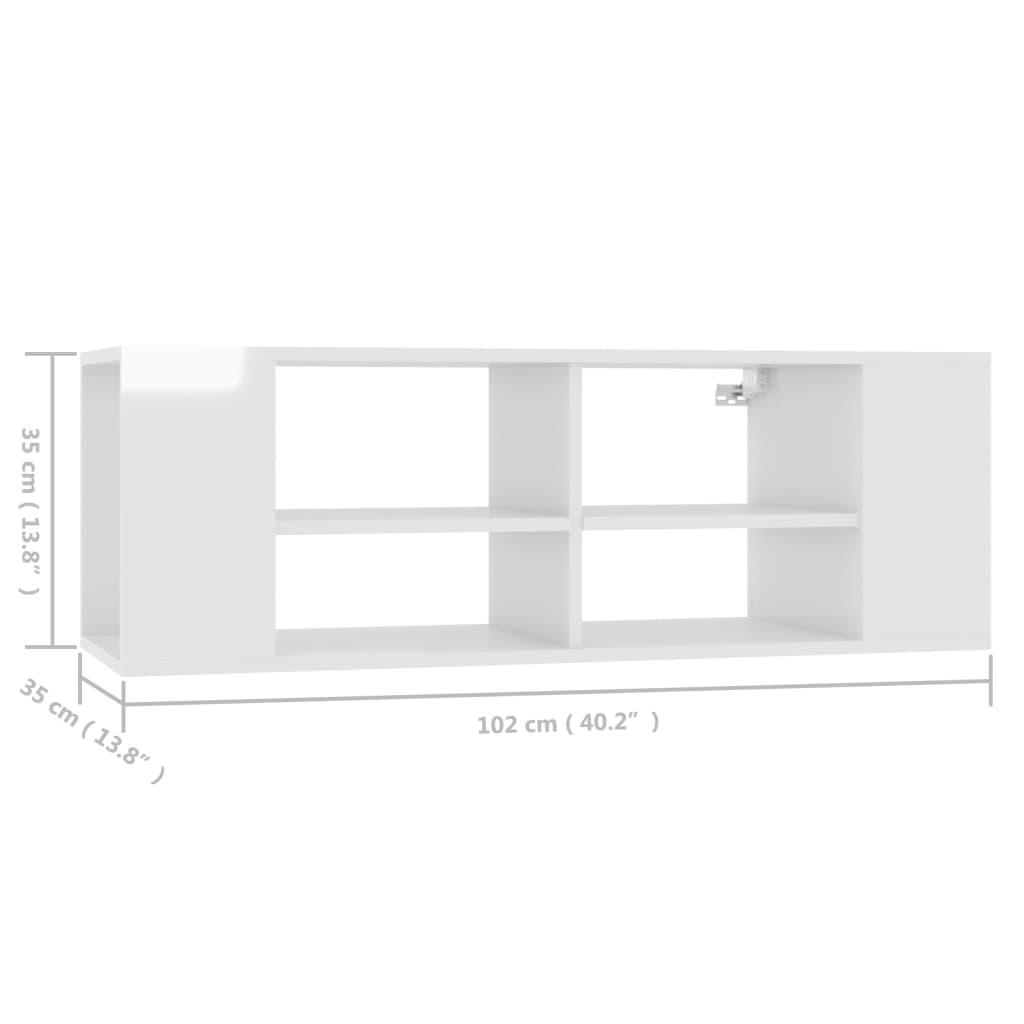 Mueble de pared para TV blanco brillo 102x35x35cm vidaXL