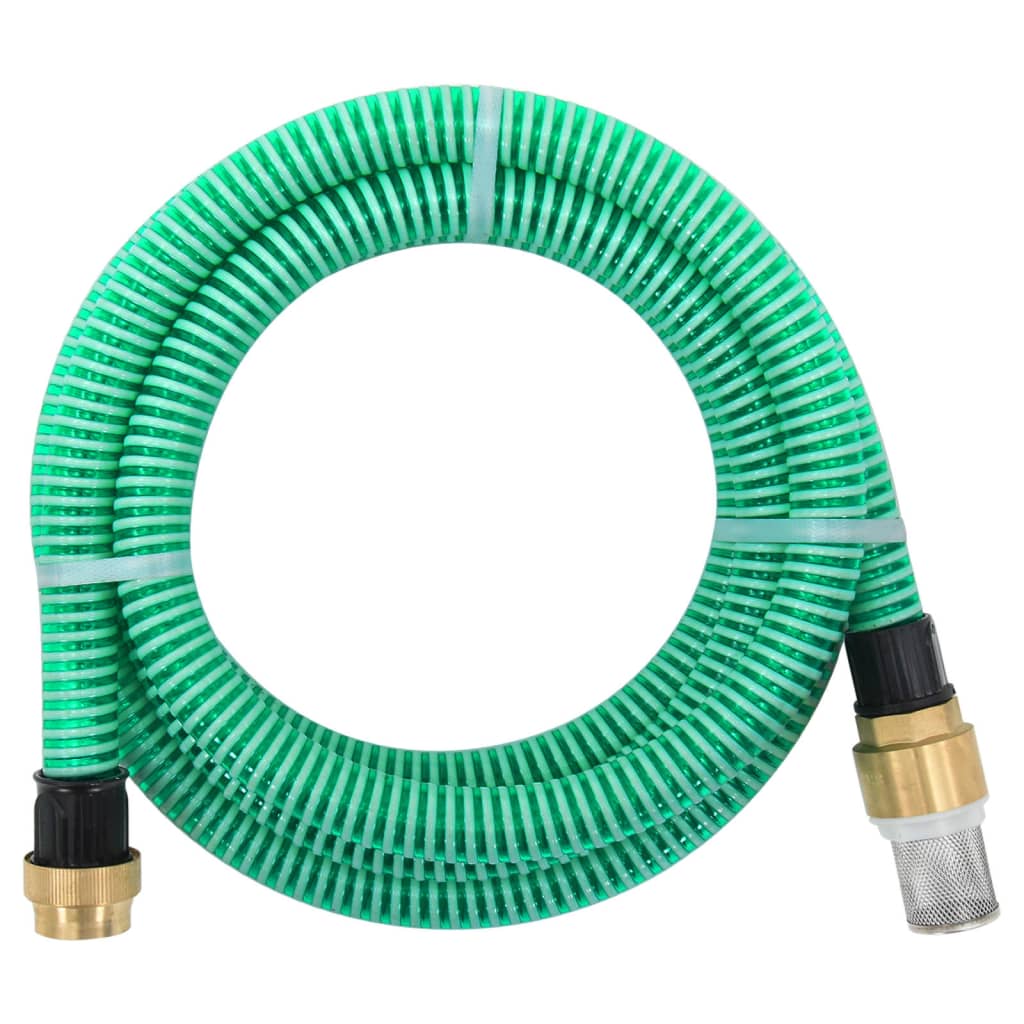 Vetonek Manguera de succión con conectores de latón PVC verde 29 mm 5 m