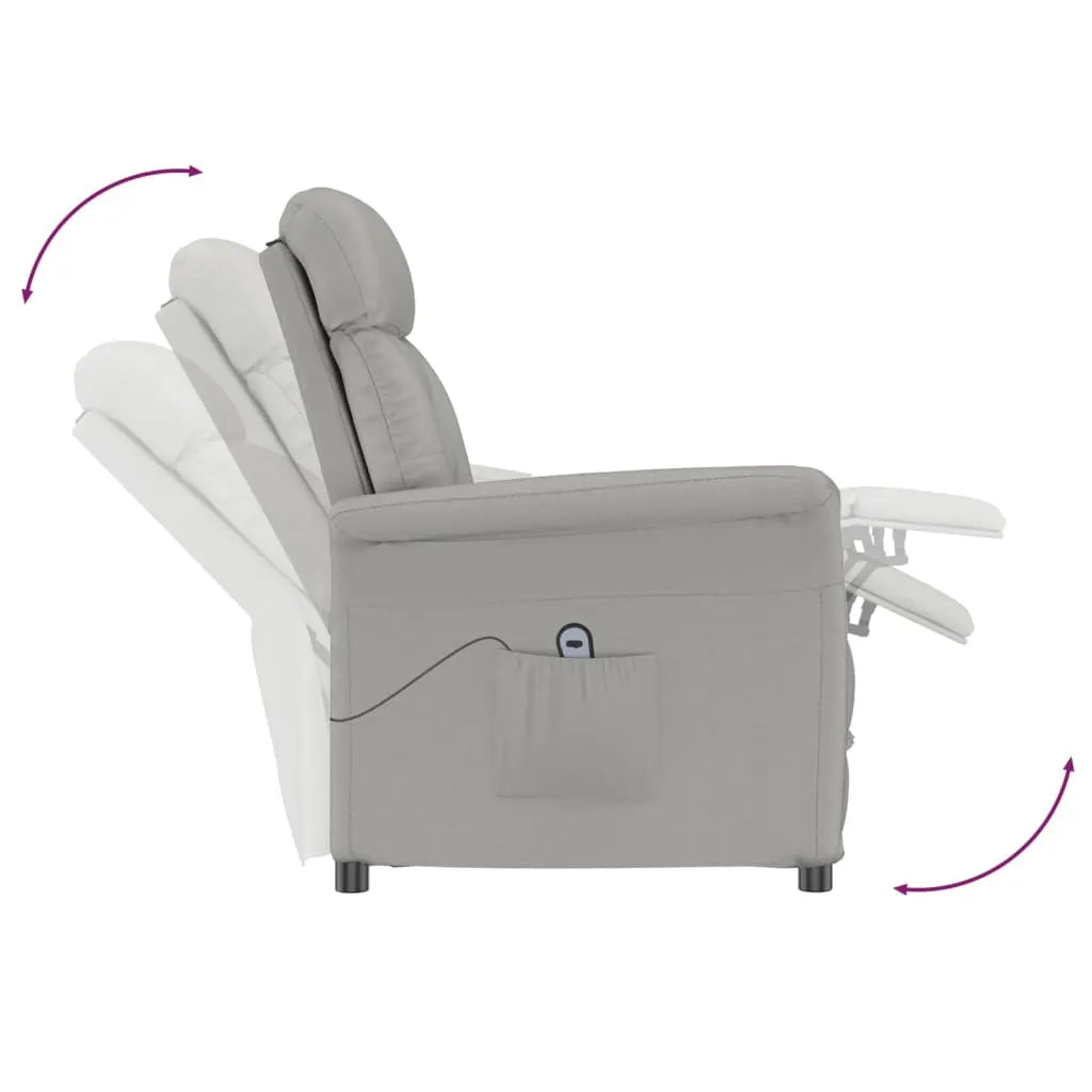 Sillón reclinable eléctrico piel de ante sintética gris claro Vetonek