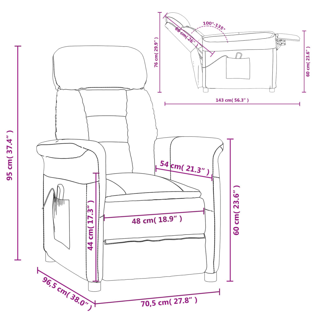 Sillón reclinable eléctrico piel de ante sintética gris claro vidaXL