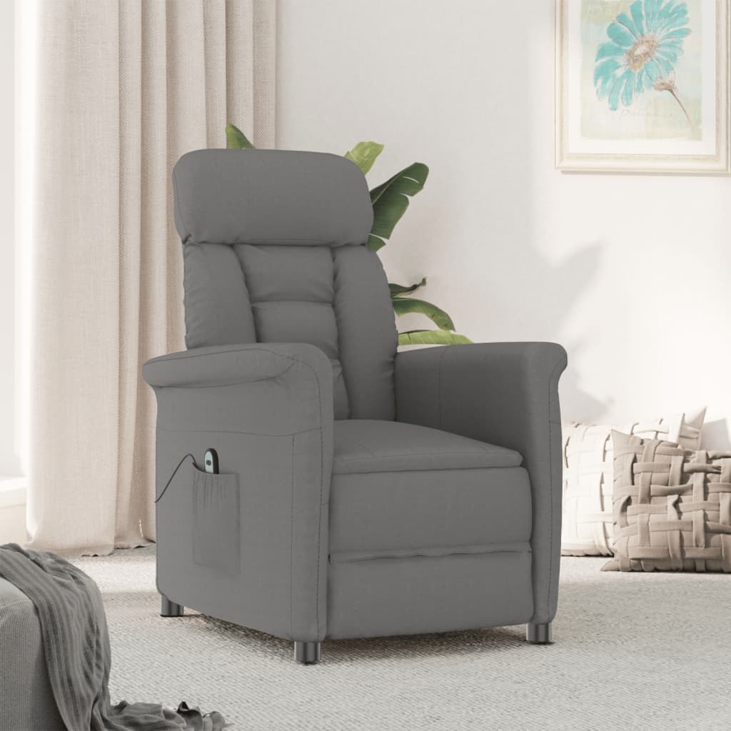 Vetonek Sillón reclinable eléctrico piel de ante sintética gris oscuro