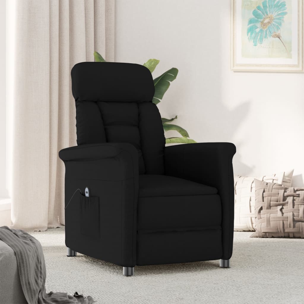 Vetonek Sillón reclinable eléctrico piel de ante sintética negro