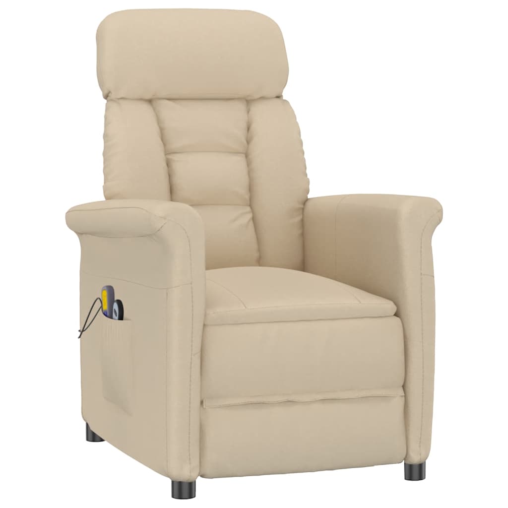 Electric massage armchair Synthetic skin white cream