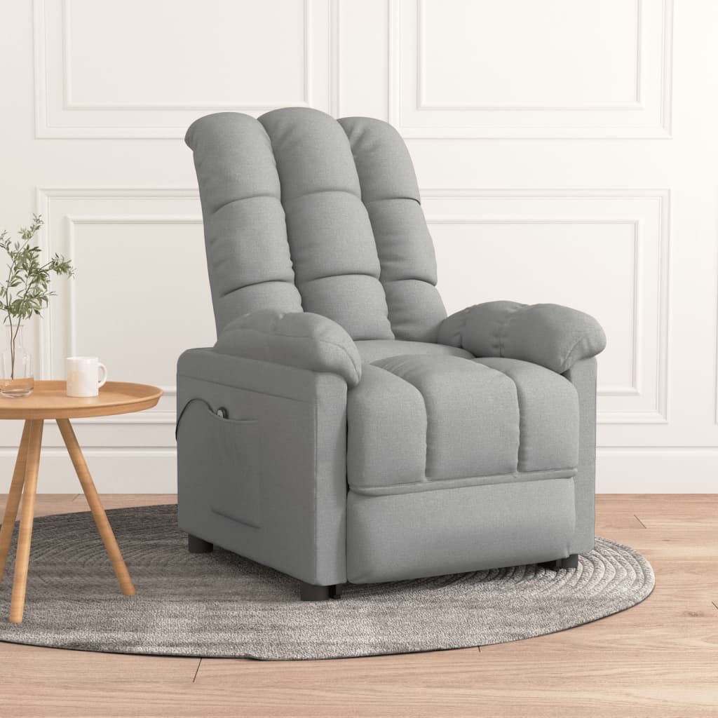 Vetonek Sillón reclinable eléctrico tela gris claro