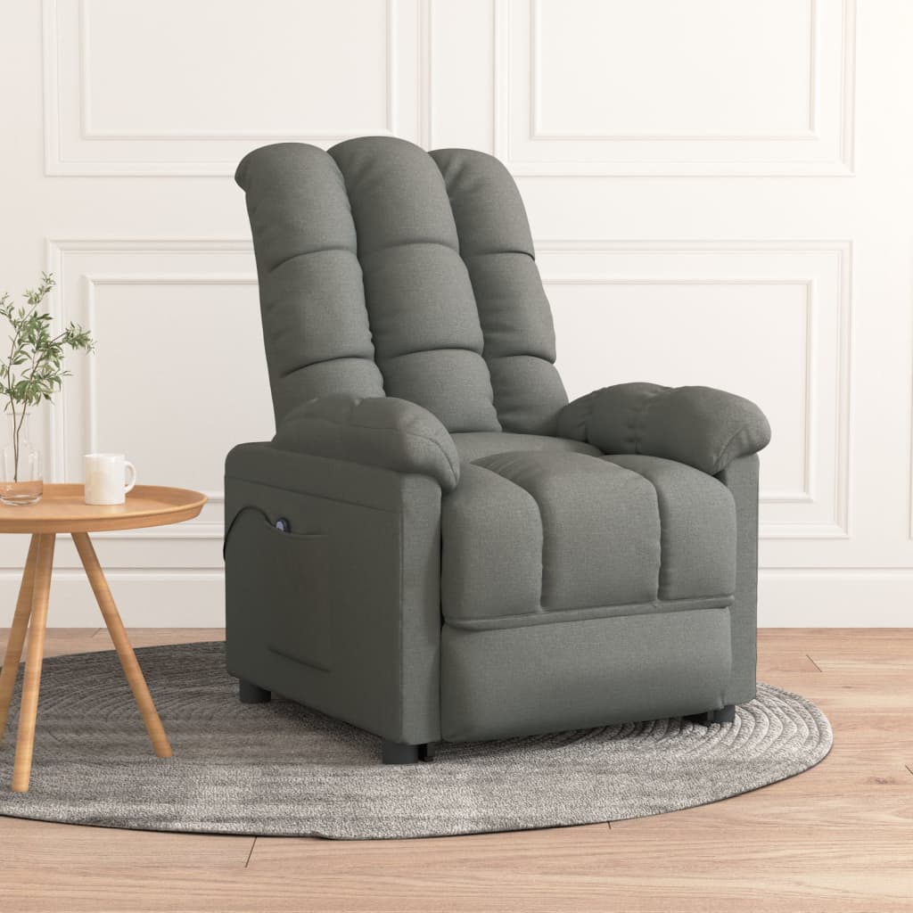 Vetonek Sillón reclinable eléctrico de tela gris oscuro