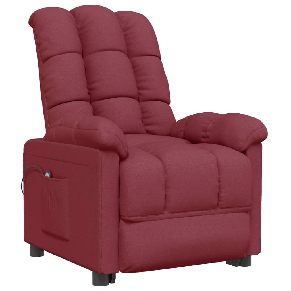 Sillón reclinable eléctrico tela rojo tinto vidaXL