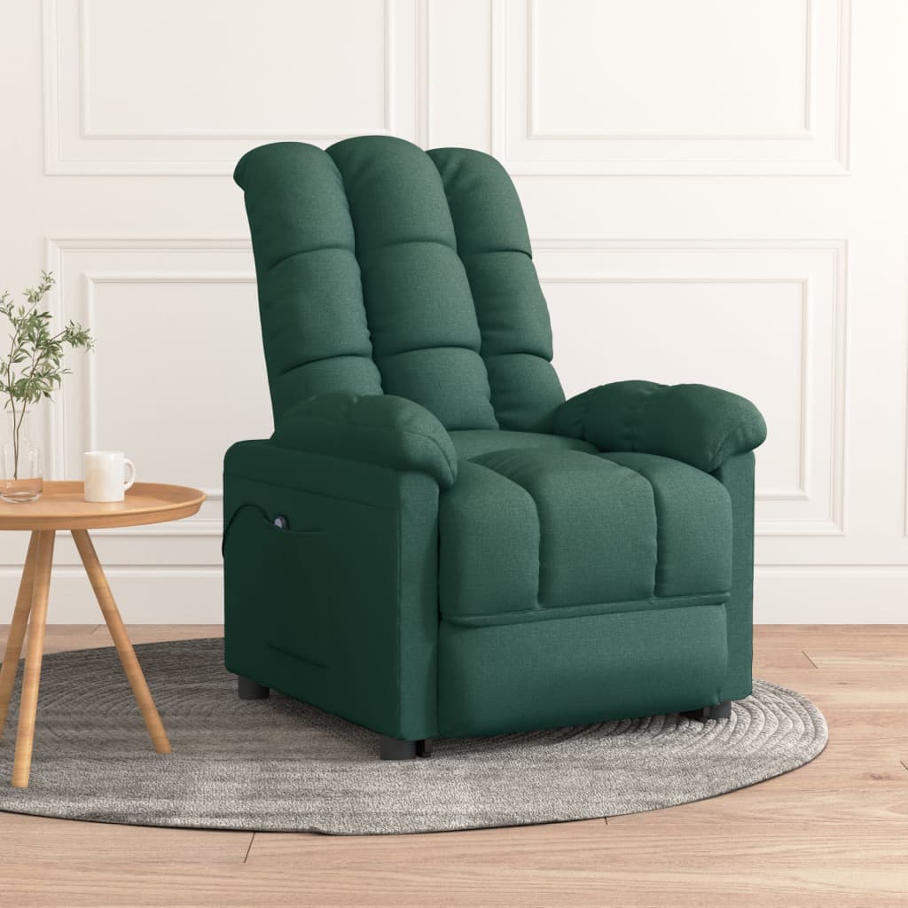 Vetonek Sillón reclinable eléctrico tela verde oscuro