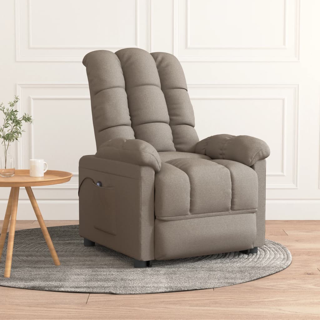 Vetonek Sillón reclinable eléctrico tela gris taupé