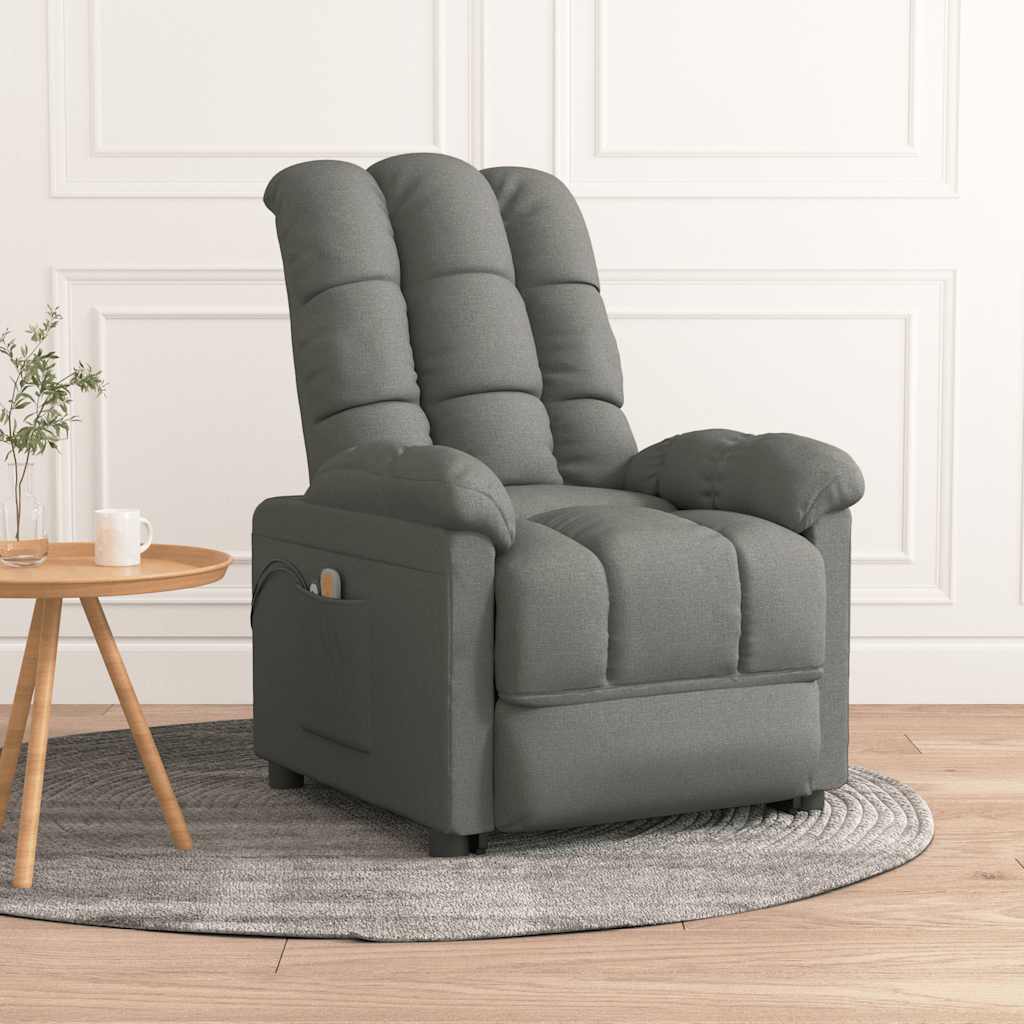 Vetonek Sillón de masaje eléctrico tela gris oscuro