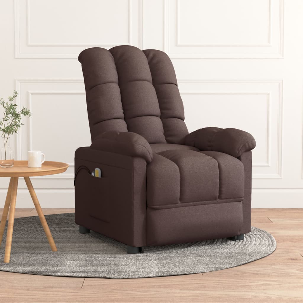 Vetonek Sillón de masaje eléctrico tela marrón oscuro