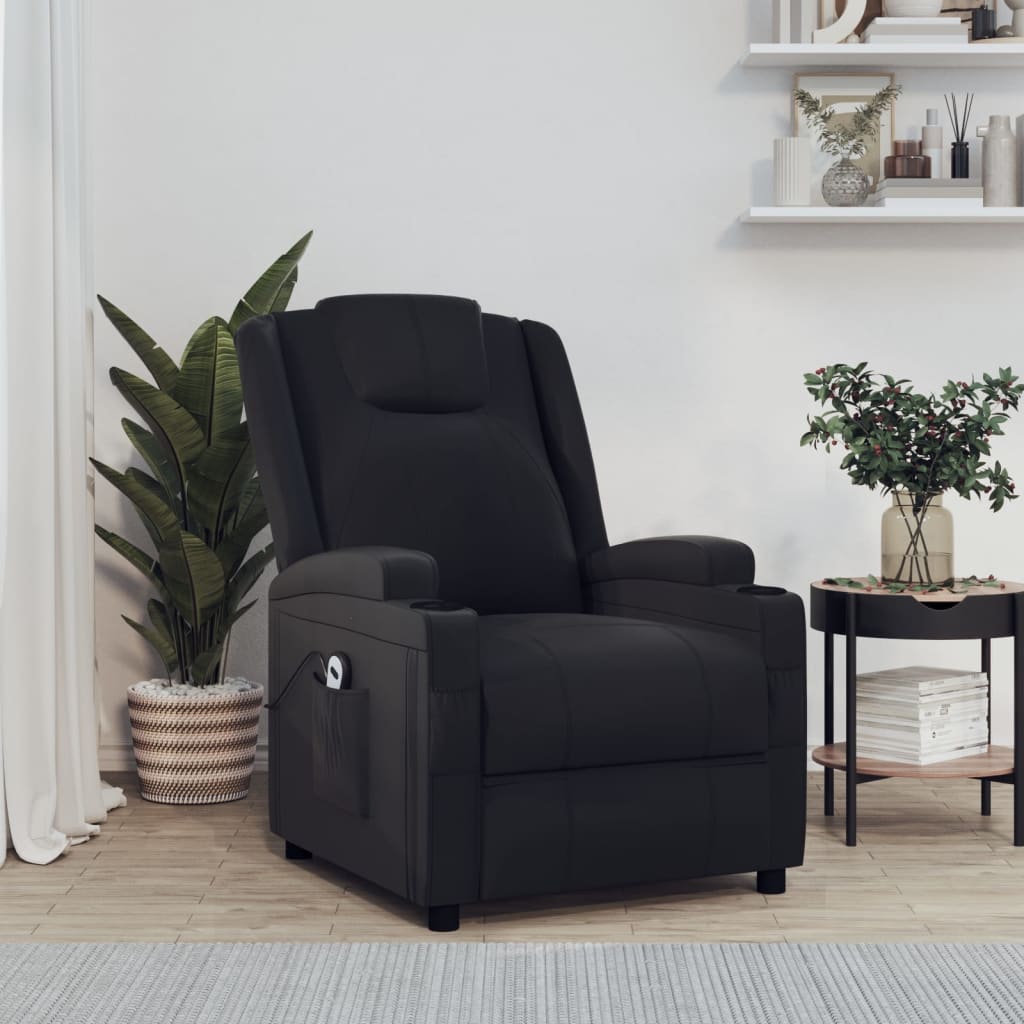 Vetonek Sillón reclinable eléctrico de cuero sintético negro