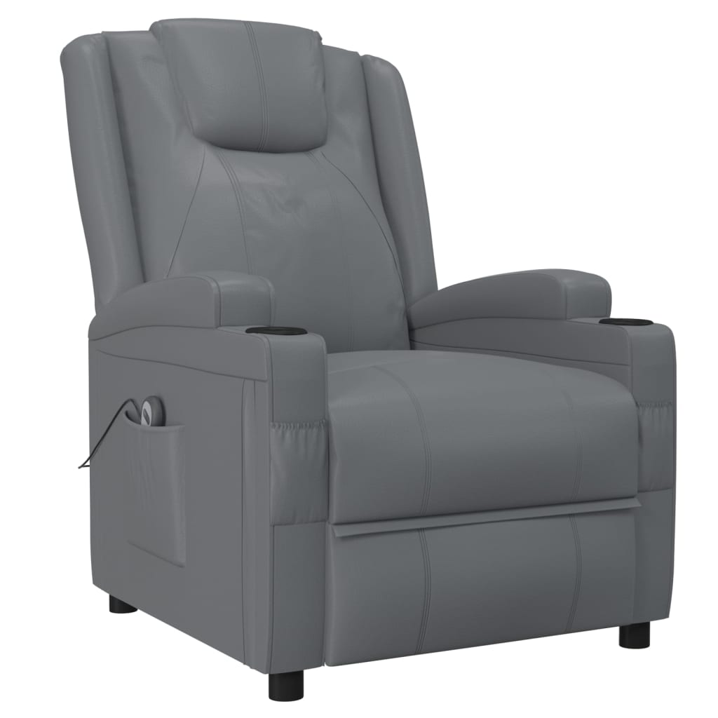 Sillón reclinable eléctrico cuero sintético gris antracita vidaXL