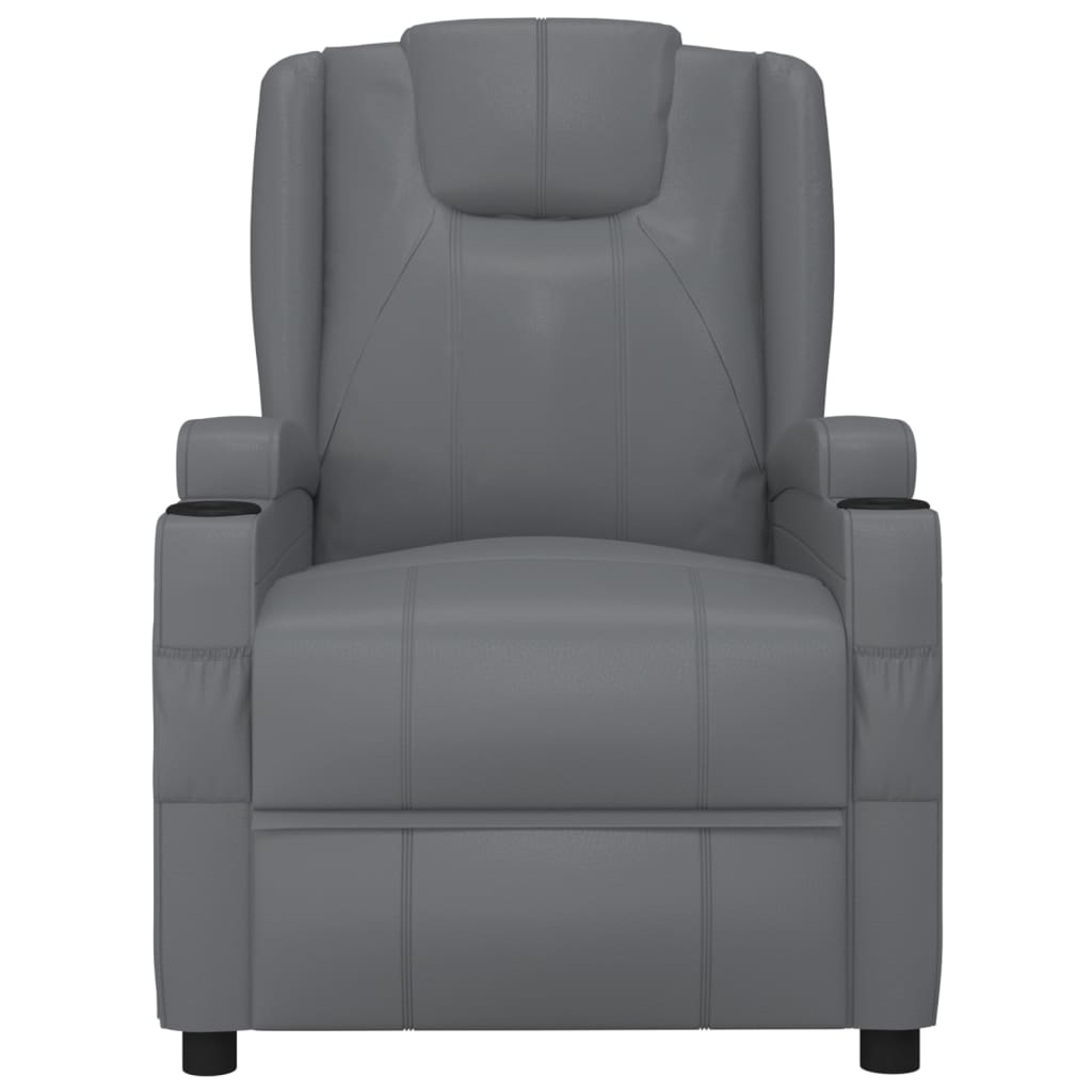 Sillón reclinable eléctrico cuero sintético gris antracita vidaXL