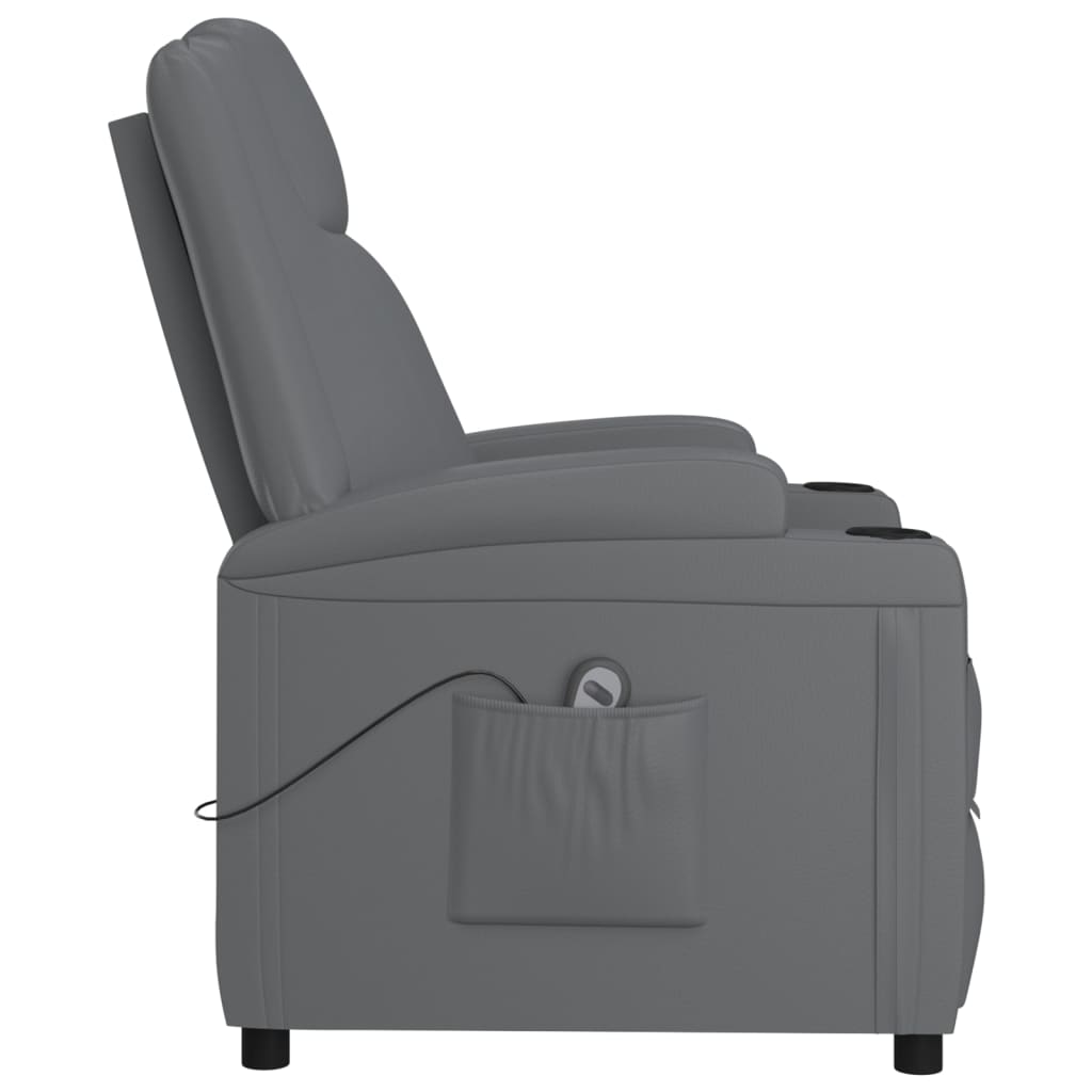 Sillón reclinable eléctrico cuero sintético gris antracita vidaXL