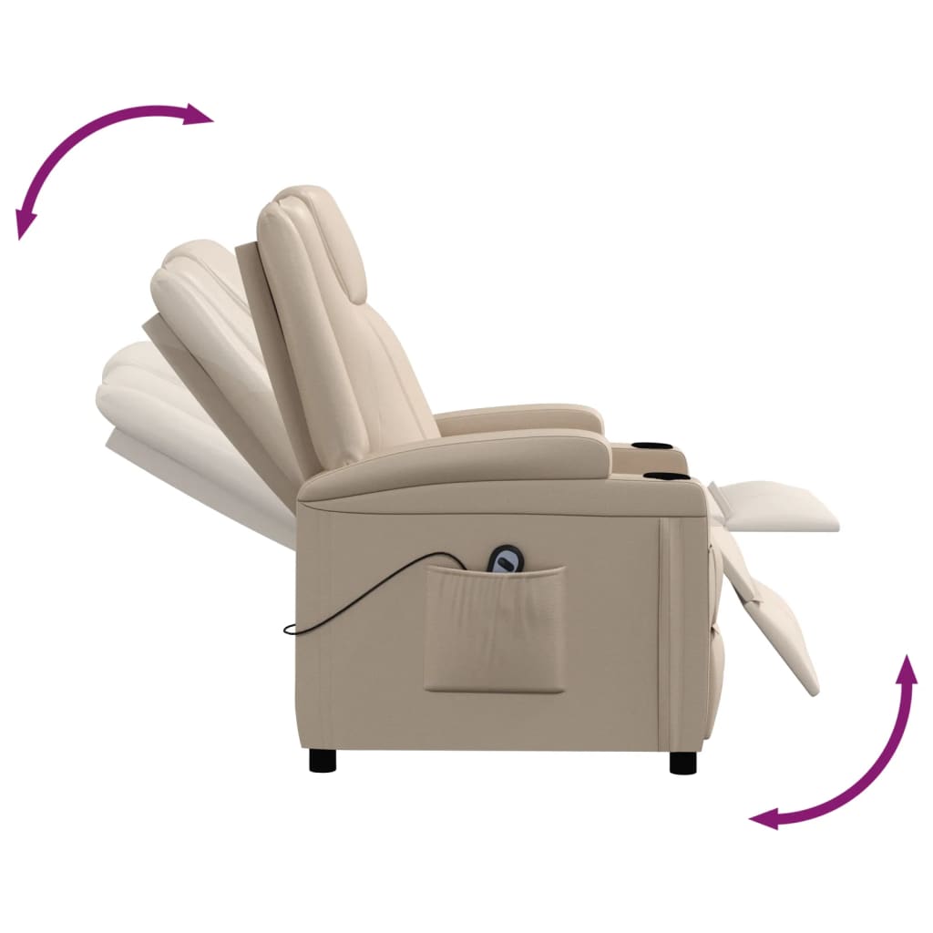 Sillón reclinable eléctrico de cuero sintético color capuchino V9810 Vetonek