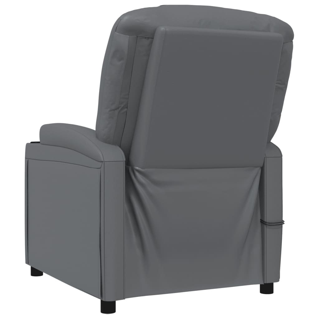 Sillón de masaje de cuero sintético gris antracita vidaXL