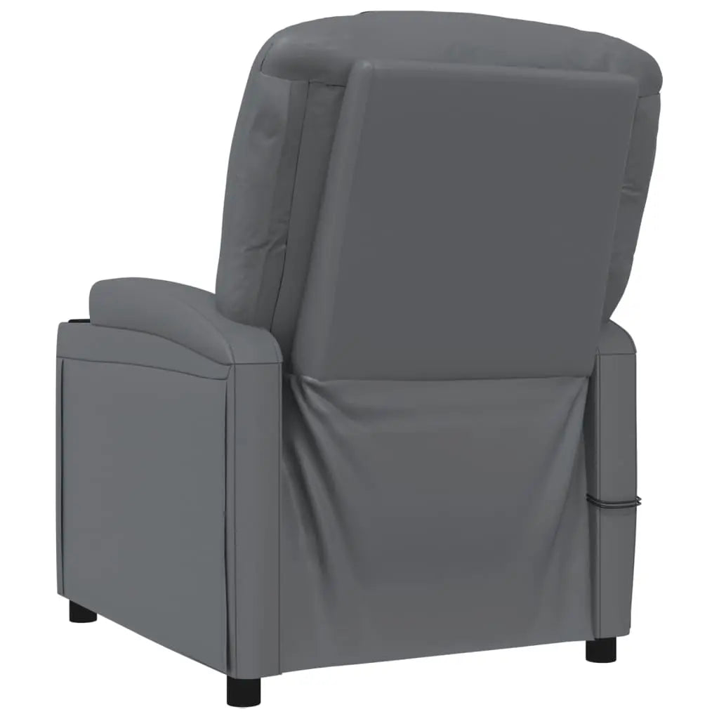 Sillón de masaje de cuero sintético gris antracita Vetonek