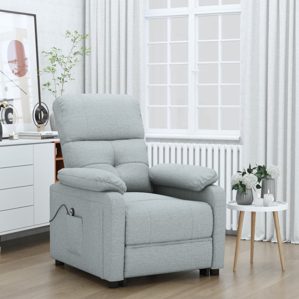 Vetonek Sillón reclinable eléctrico tela gris claro