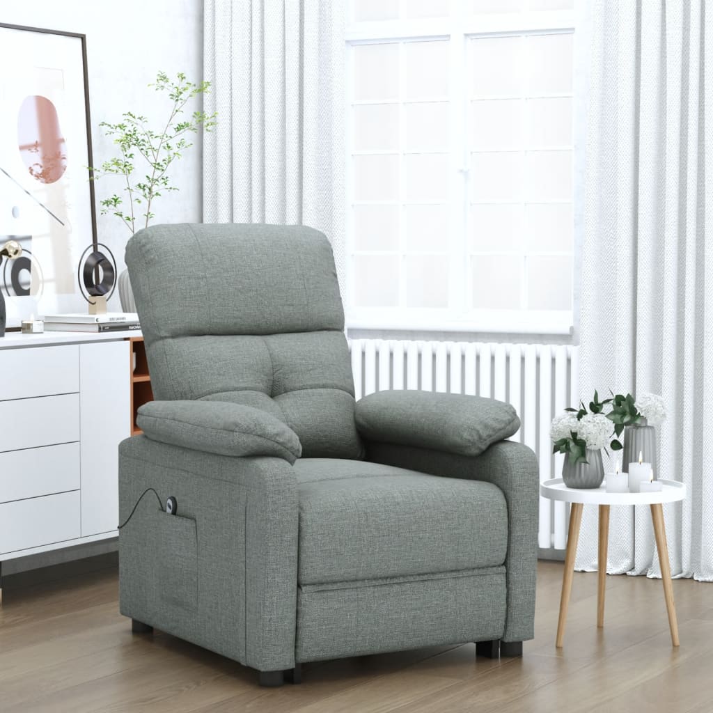 Vetonek Sillón reclinable eléctrico de tela gris oscuro