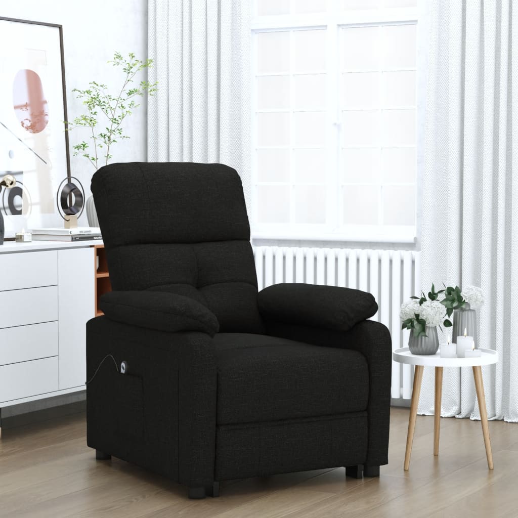 Vetonek Sillón reclinable eléctrico de tela negro