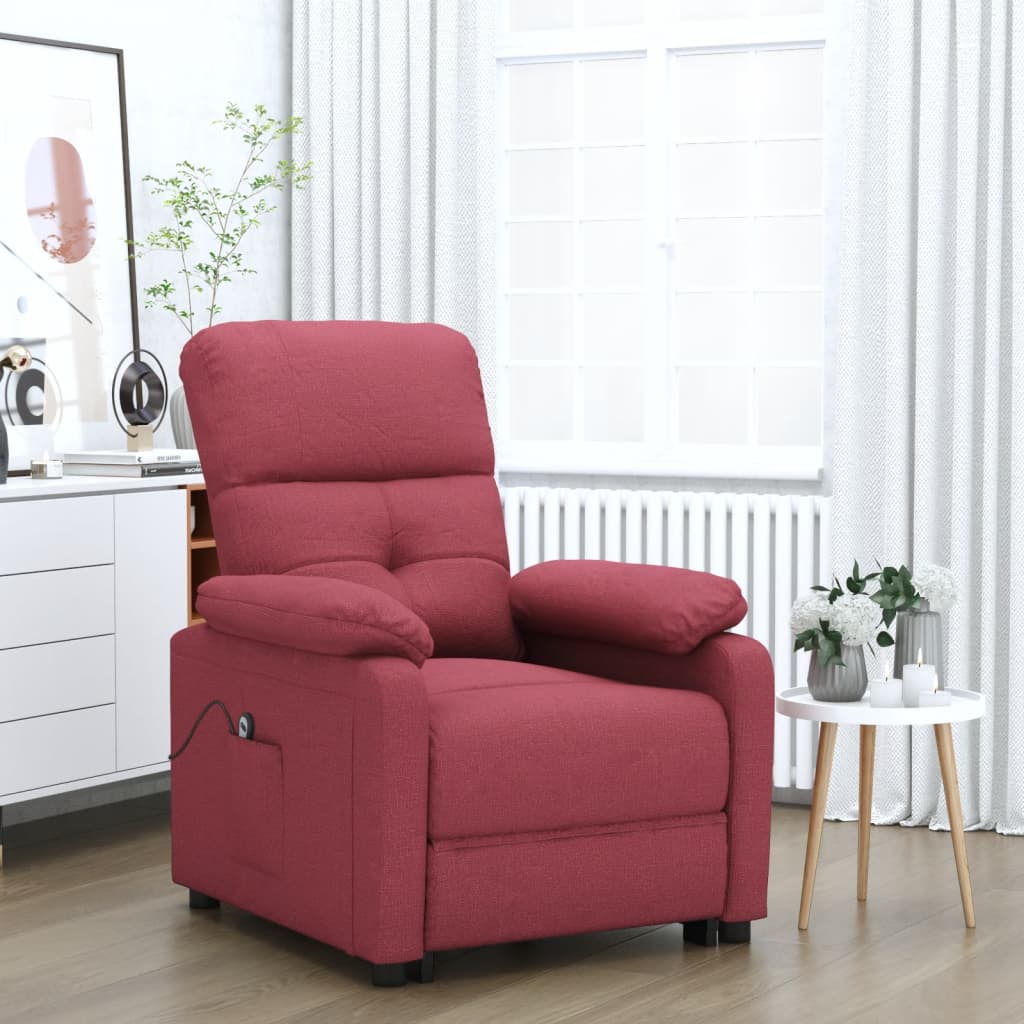 Vetonek Sillón reclinable eléctrico tela rojo tinto