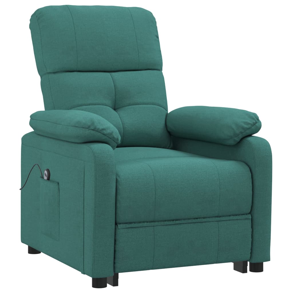 Sillón reclinable eléctrico tela verde oscuro vidaXL