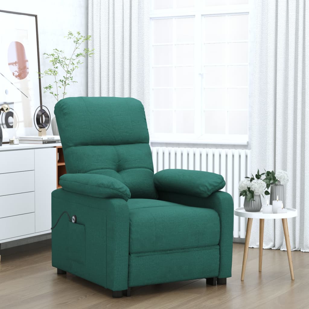 Vetonek Sillón reclinable eléctrico tela verde oscuro