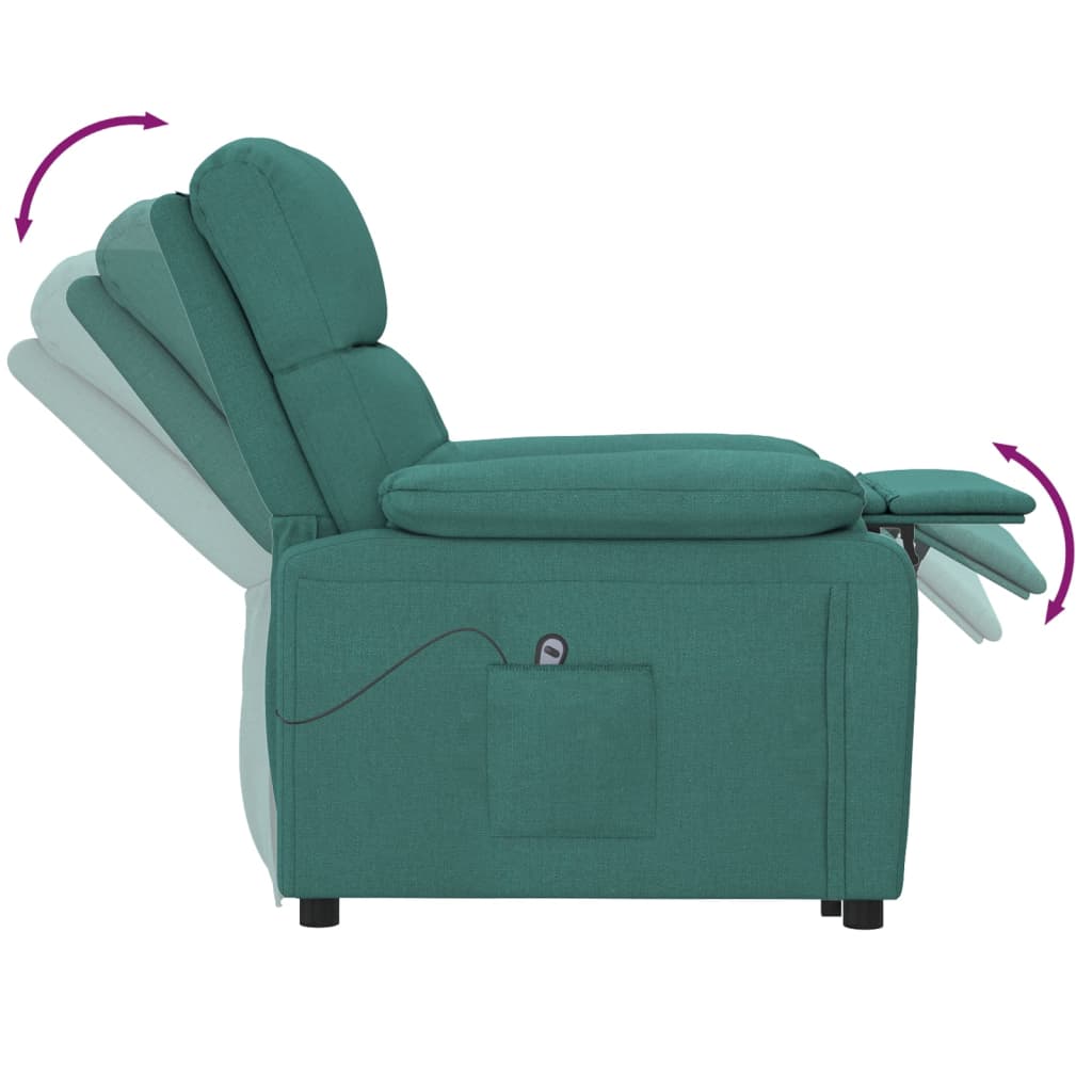 Sillón reclinable eléctrico tela verde oscuro vidaXL