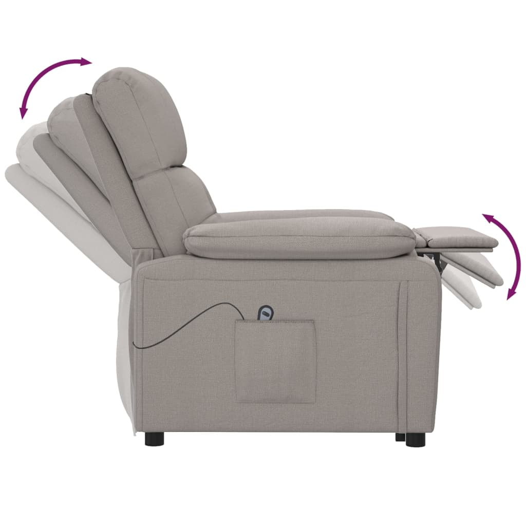 Sillón reclinable eléctrico tela gris taupé V9971 Vetonek