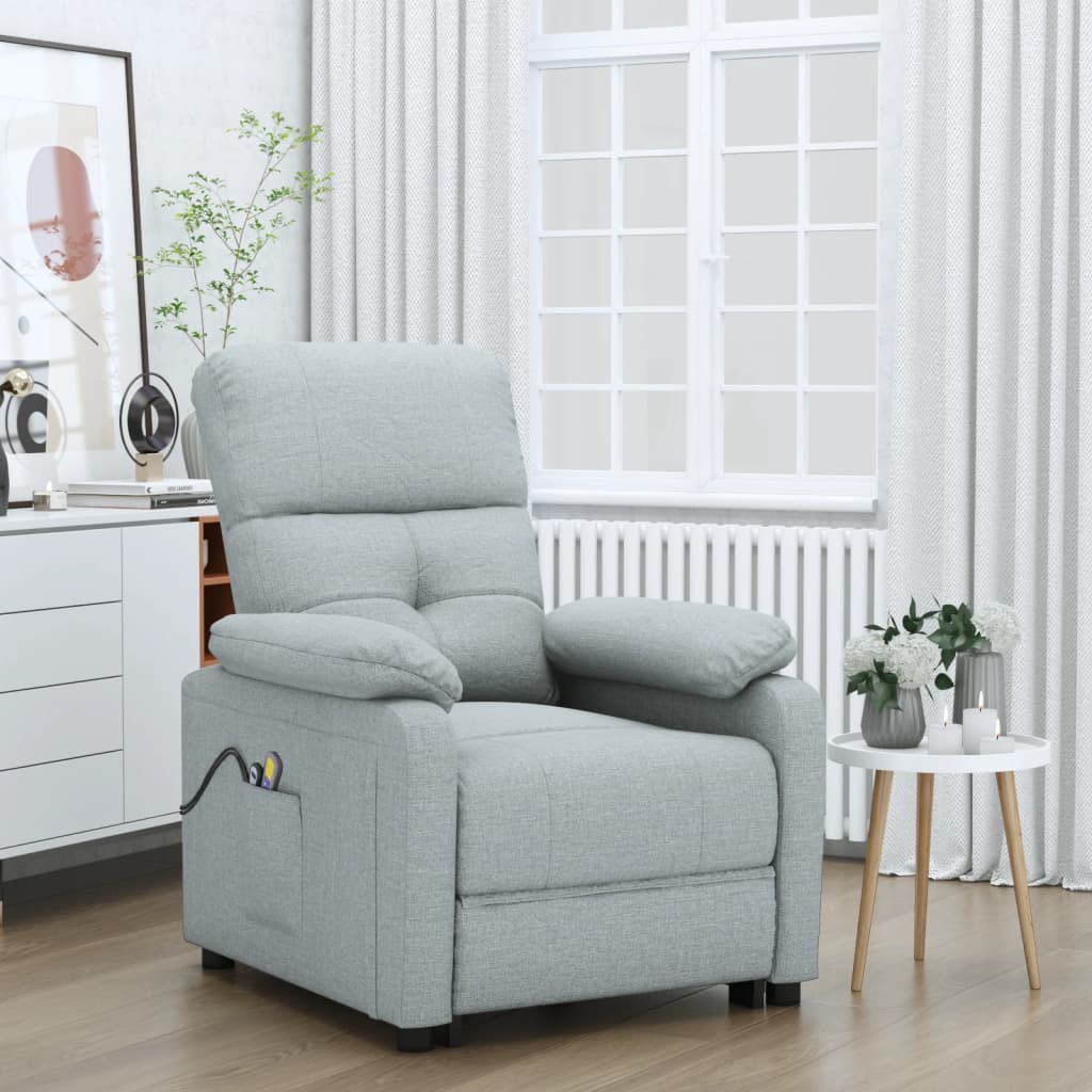 Vetonek Sillón de masaje eléctrico tela gris claro