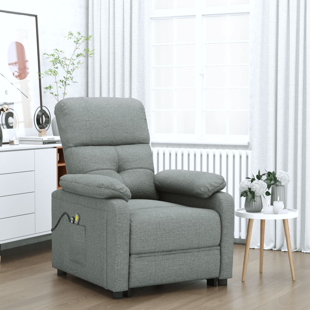 Vetonek Sillón de masaje eléctrico tela gris oscuro