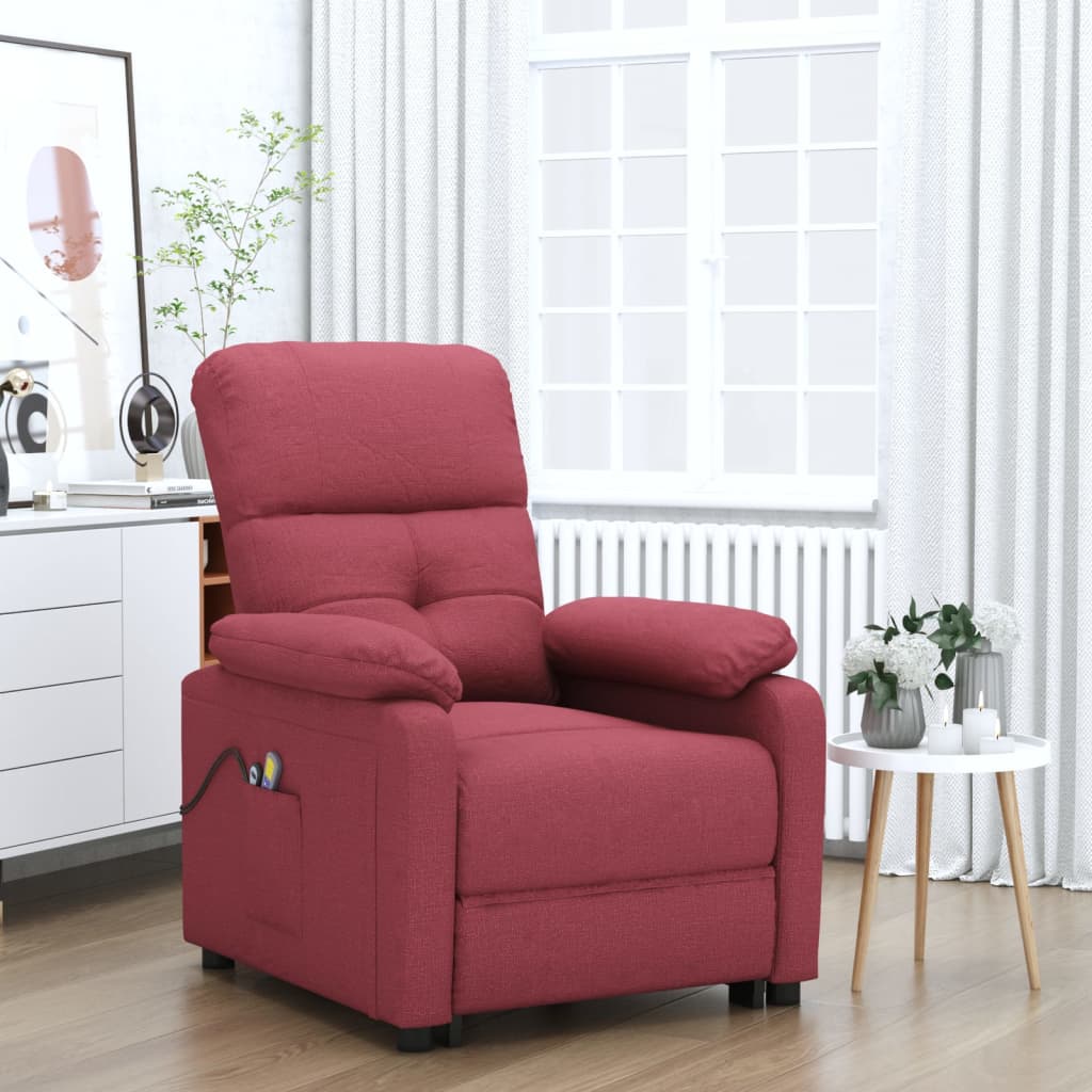 Vetonek Sillón de masaje eléctrico tela rojo tinto