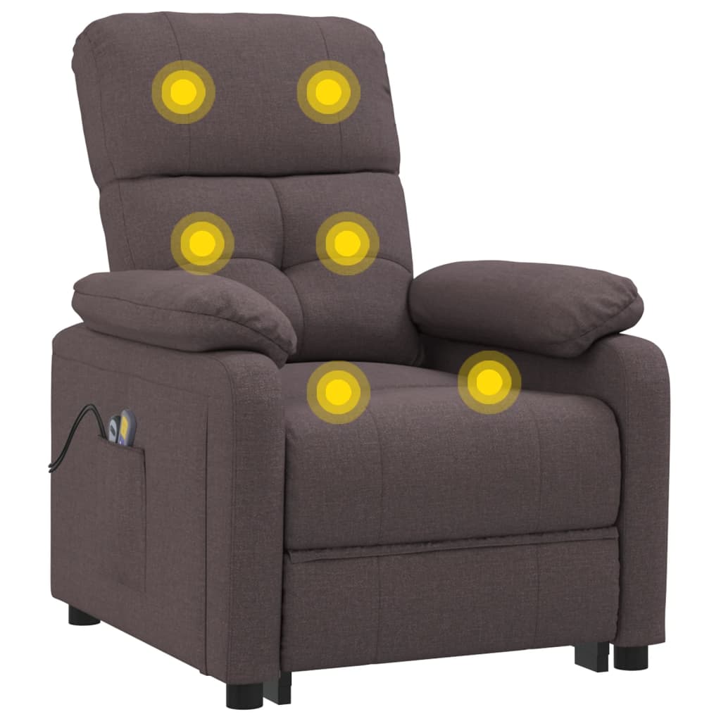 Sillón de masaje eléctrico tela marrón oscuro vidaXL