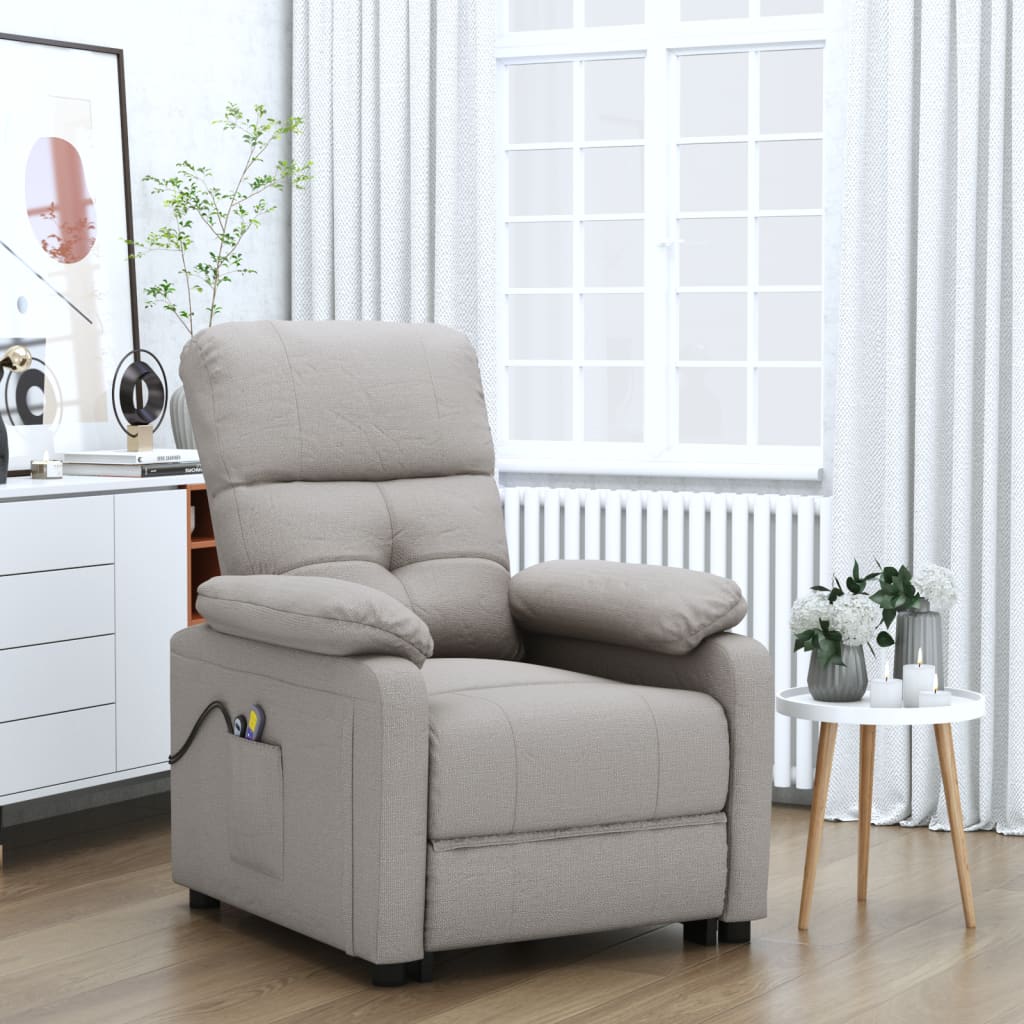 Vetonek Sillón de masaje eléctrico tela gris taupé