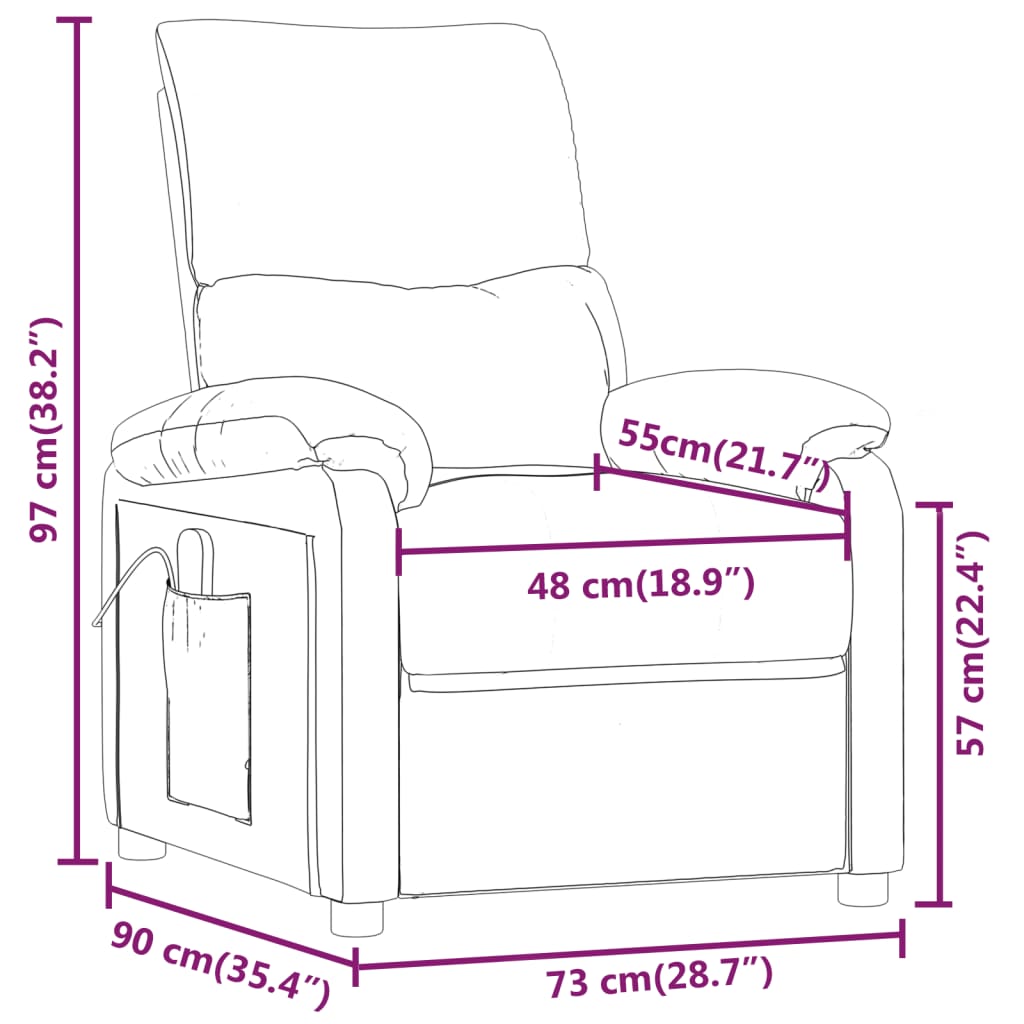 Sillón reclinable eléctrico de tela crema vidaXL