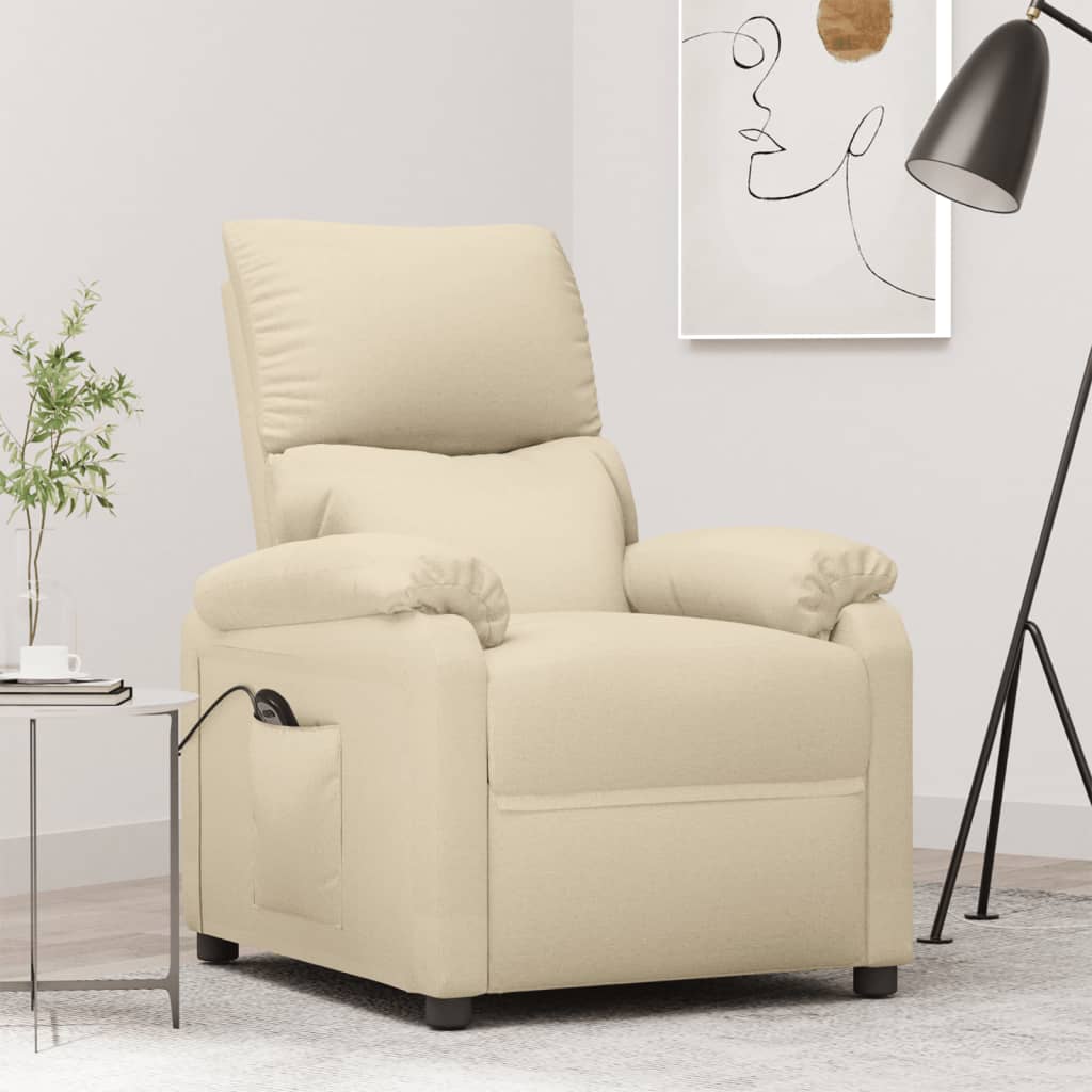 Vetonek Sillón reclinable eléctrico de tela crema