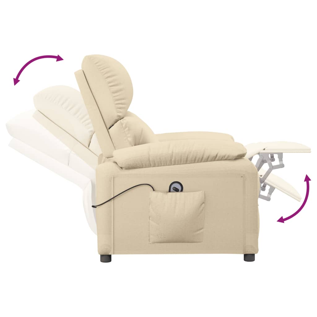 Sillón reclinable eléctrico de tela crema vidaXL