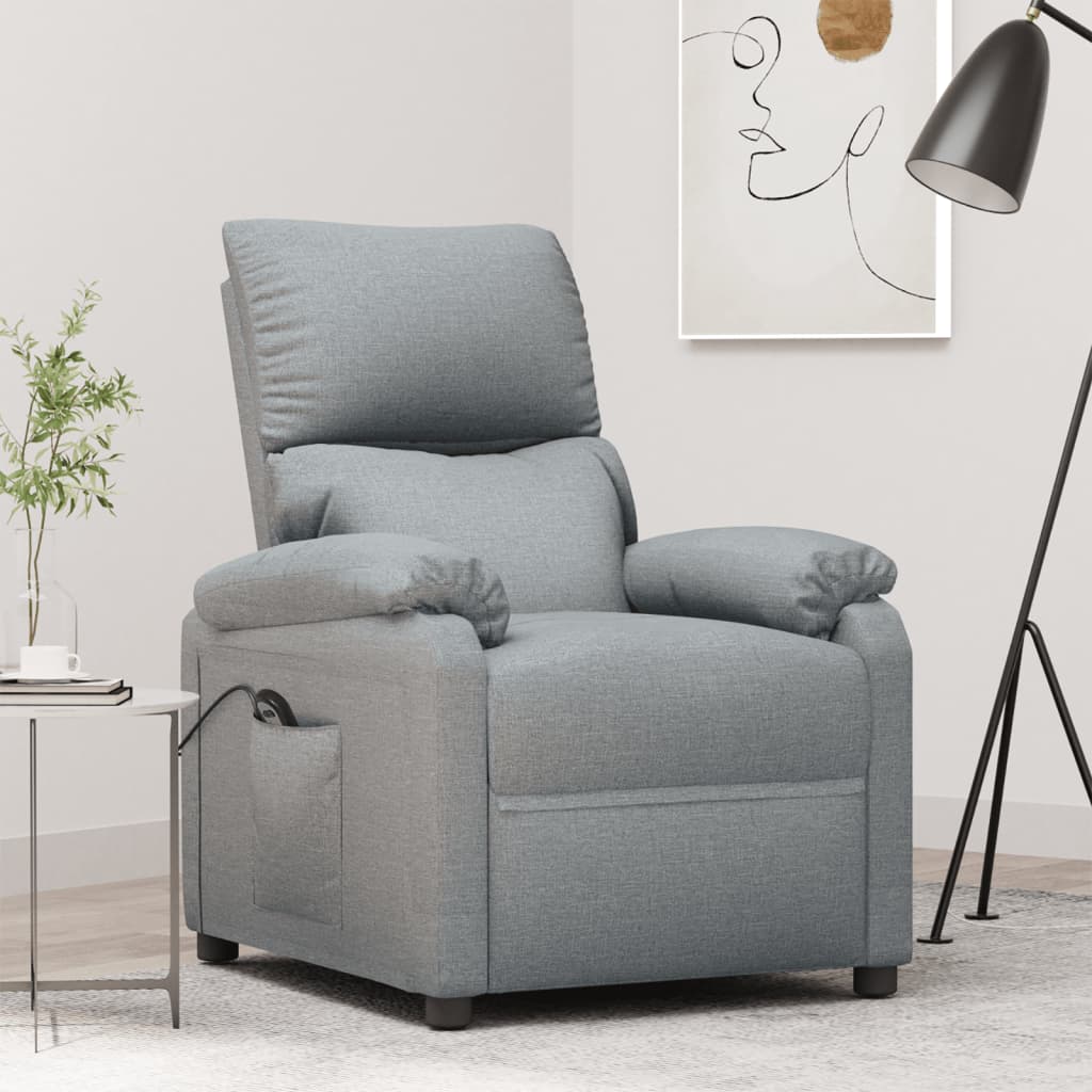 Vetonek Sillón reclinable eléctrico tela gris claro